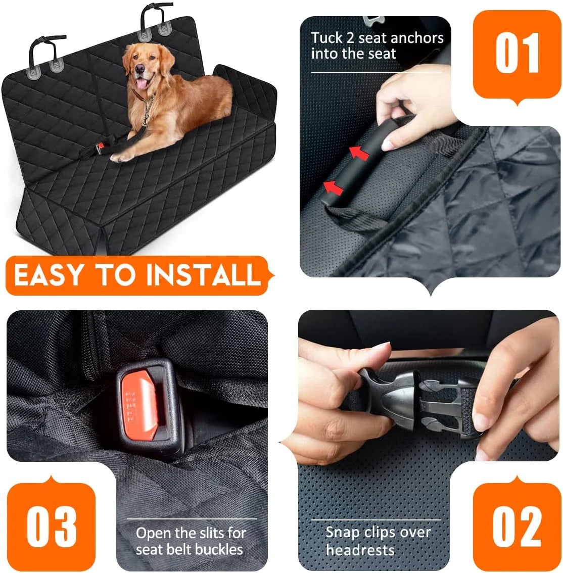 Machine washable waterproof pet seat cover for dogs and kids