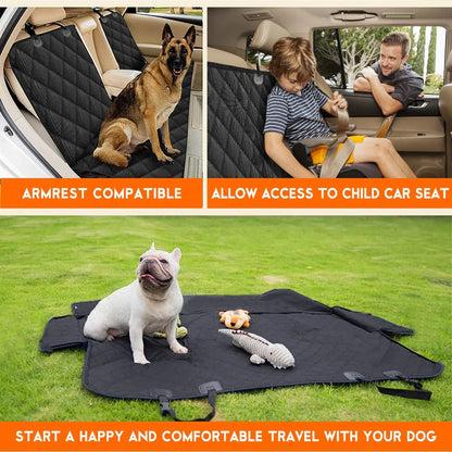 Non-slip pet car seat protector with adjustable seat belts